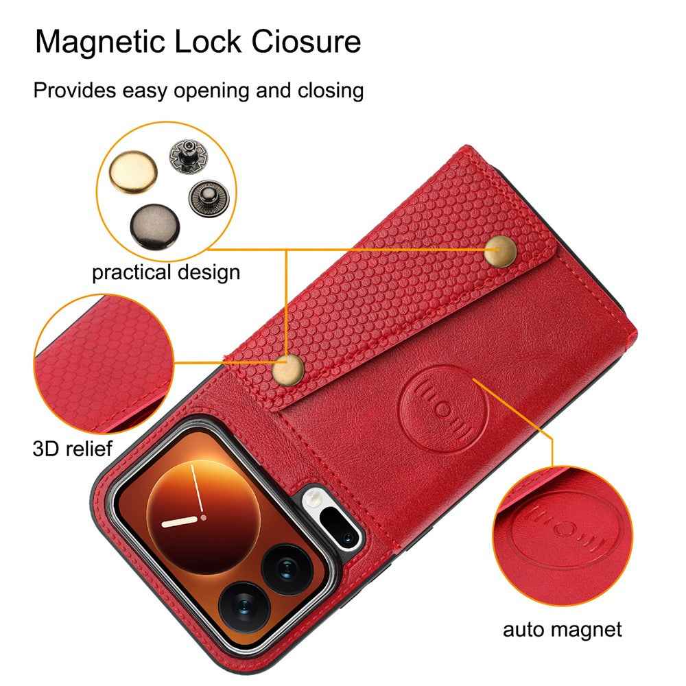 For Xiaomi 17 Pro Case with Card Slots Kickstand Leather + TPU Phone Cover - Black