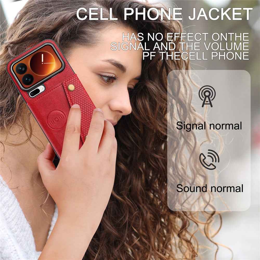 For Xiaomi 17 Pro Case with Card Slots Kickstand Leather + TPU Phone Cover - Red