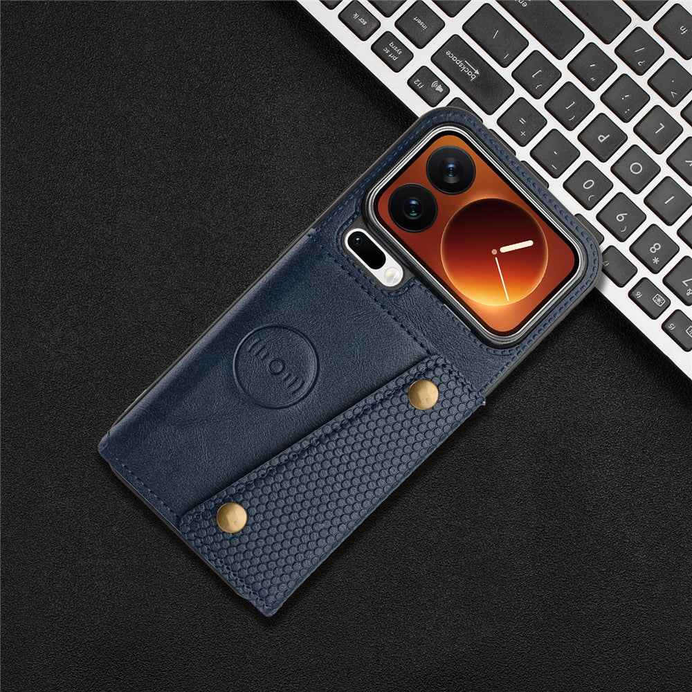 For Xiaomi 17 Pro Case with Card Slots Kickstand Leather + TPU Phone Cover - Blue
