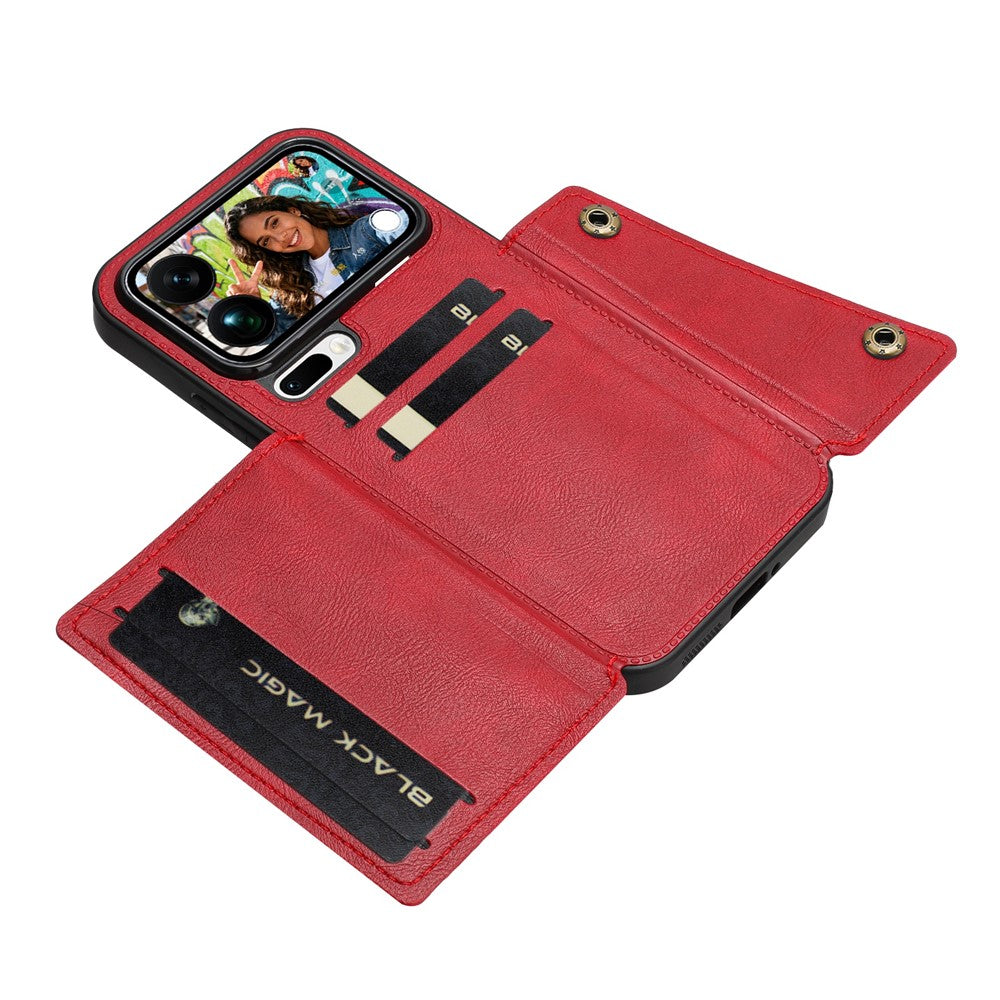 For Xiaomi 17 Pro Max Case with Card Slots Kickstand Leather + TPU Phone Cover - Red