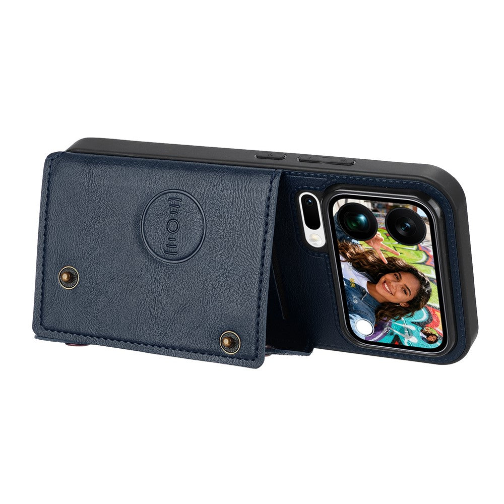For Xiaomi 17 Pro Max Case with Card Slots Kickstand Leather + TPU Phone Cover - Blue