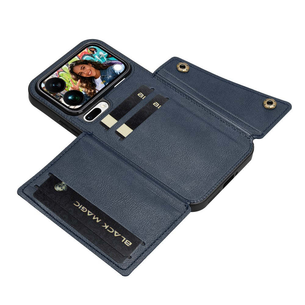 For Xiaomi 17 Pro Max Case with Card Slots Kickstand Leather + TPU Phone Cover - Blue