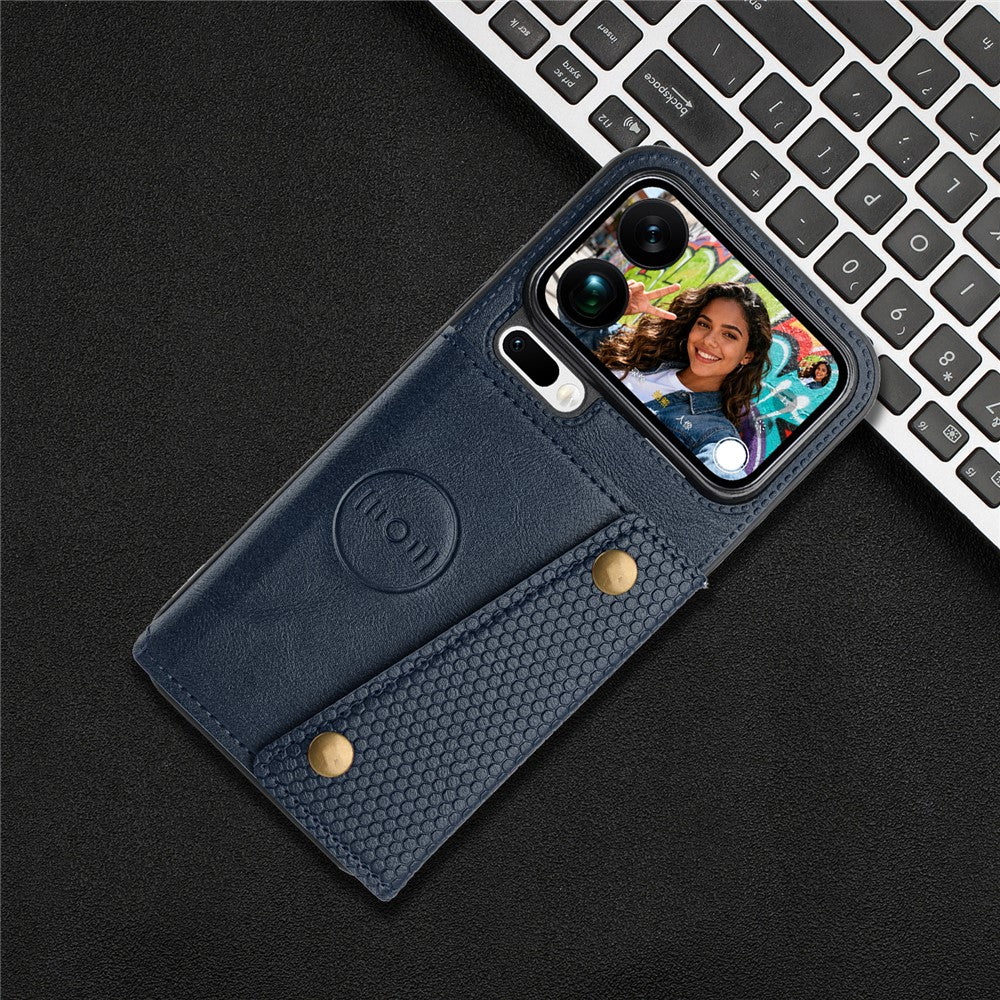 For Xiaomi 17 Pro Max Case with Card Slots Kickstand Leather + TPU Phone Cover - Blue