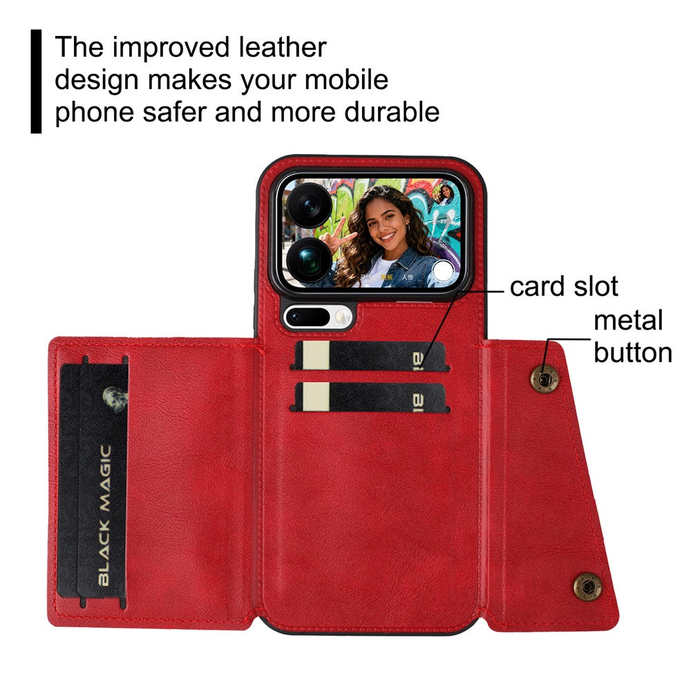 For Xiaomi 17 Pro Max Case with Card Slots Kickstand Leather + TPU Phone Cover - Blue