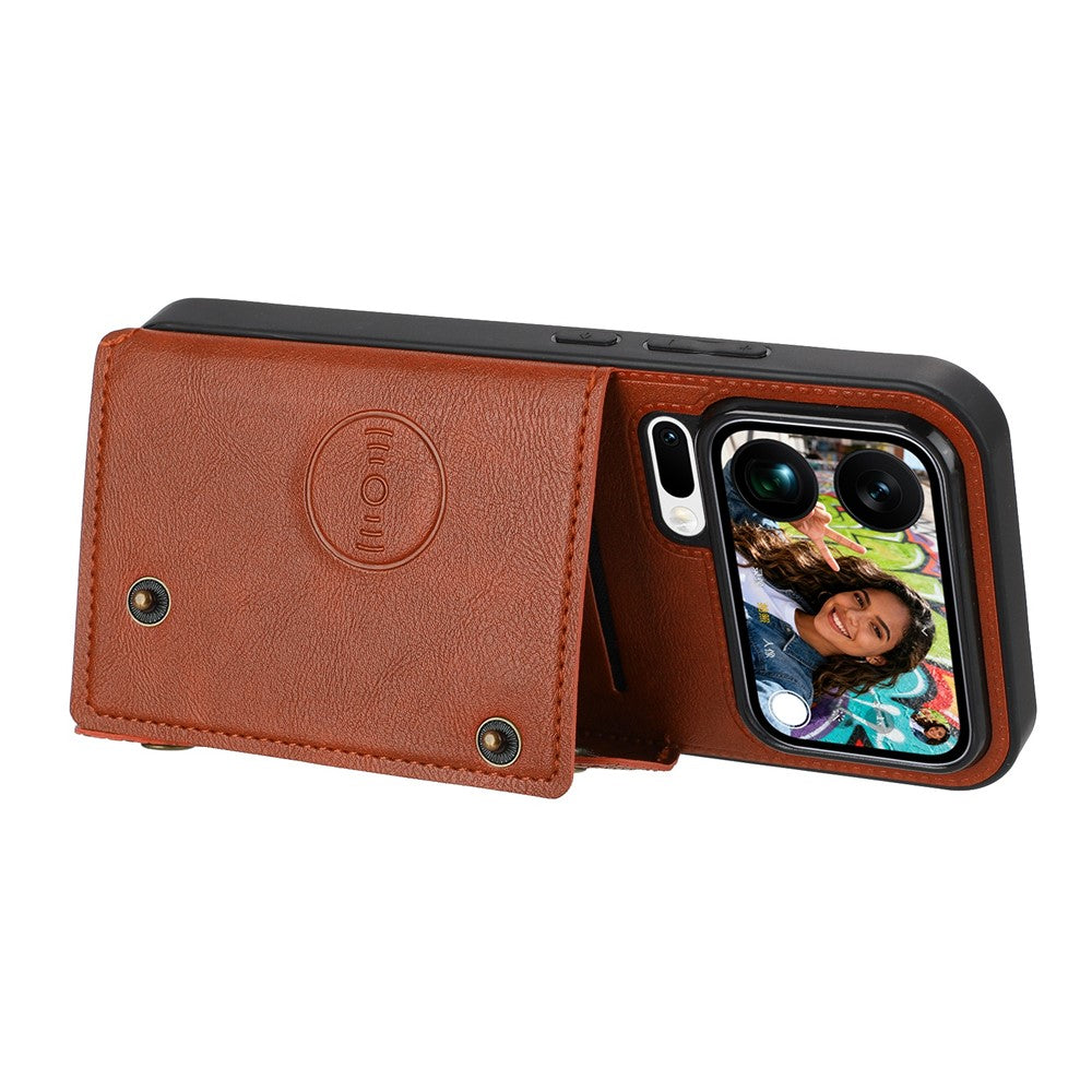For Xiaomi 17 Pro Max Case with Card Slots Kickstand Leather + TPU Phone Cover - Brown