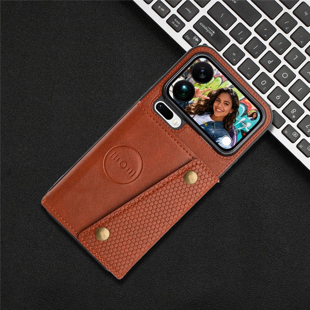 For Xiaomi 17 Pro Max Case with Card Slots Kickstand Leather + TPU Phone Cover - Brown