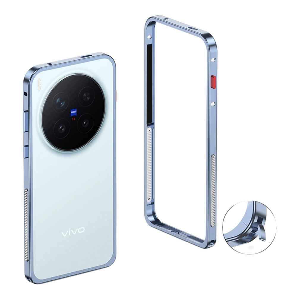 For vivo X300 Pro 5G Bumper Case Metal Frame Heat Dissipation Cover - Blue