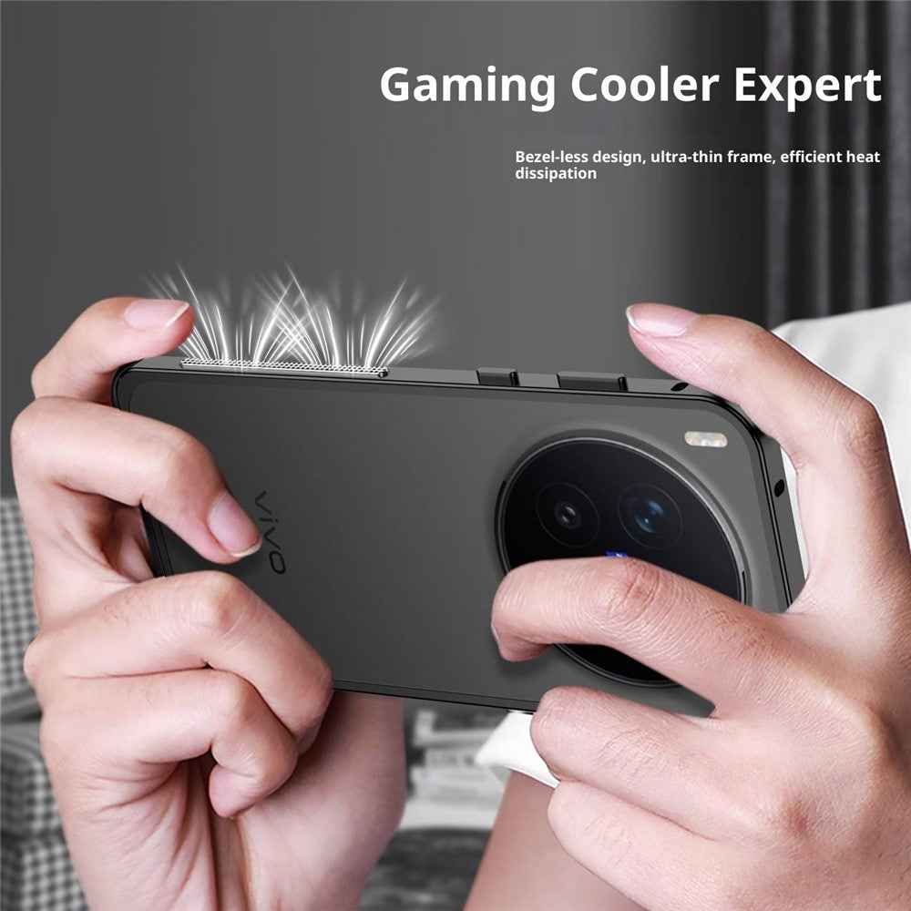 For vivo X300 Pro 5G Bumper Case Metal Frame Heat Dissipation Cover - Blue