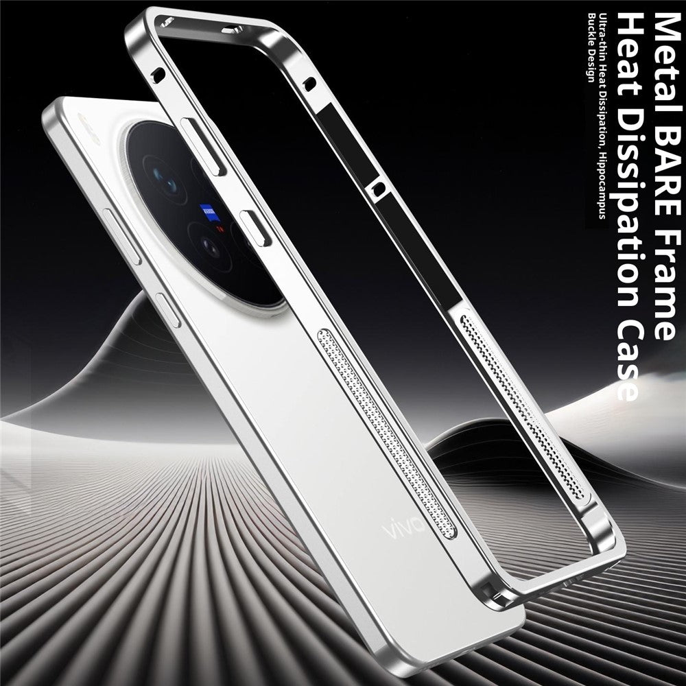 For vivo X300 Pro 5G Bumper Case Metal Frame Heat Dissipation Cover - Silver