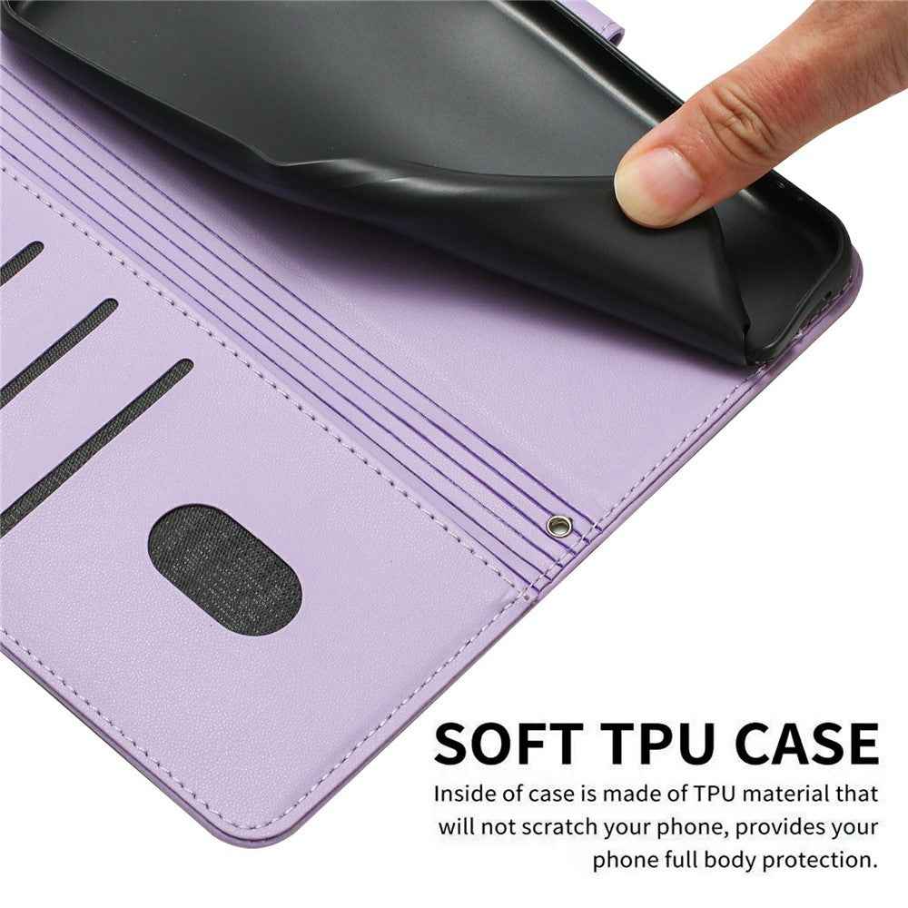 For Xiaomi 17 Pro Wallet Case Cats Imprint Leather Phone Cover with Strap - Purple