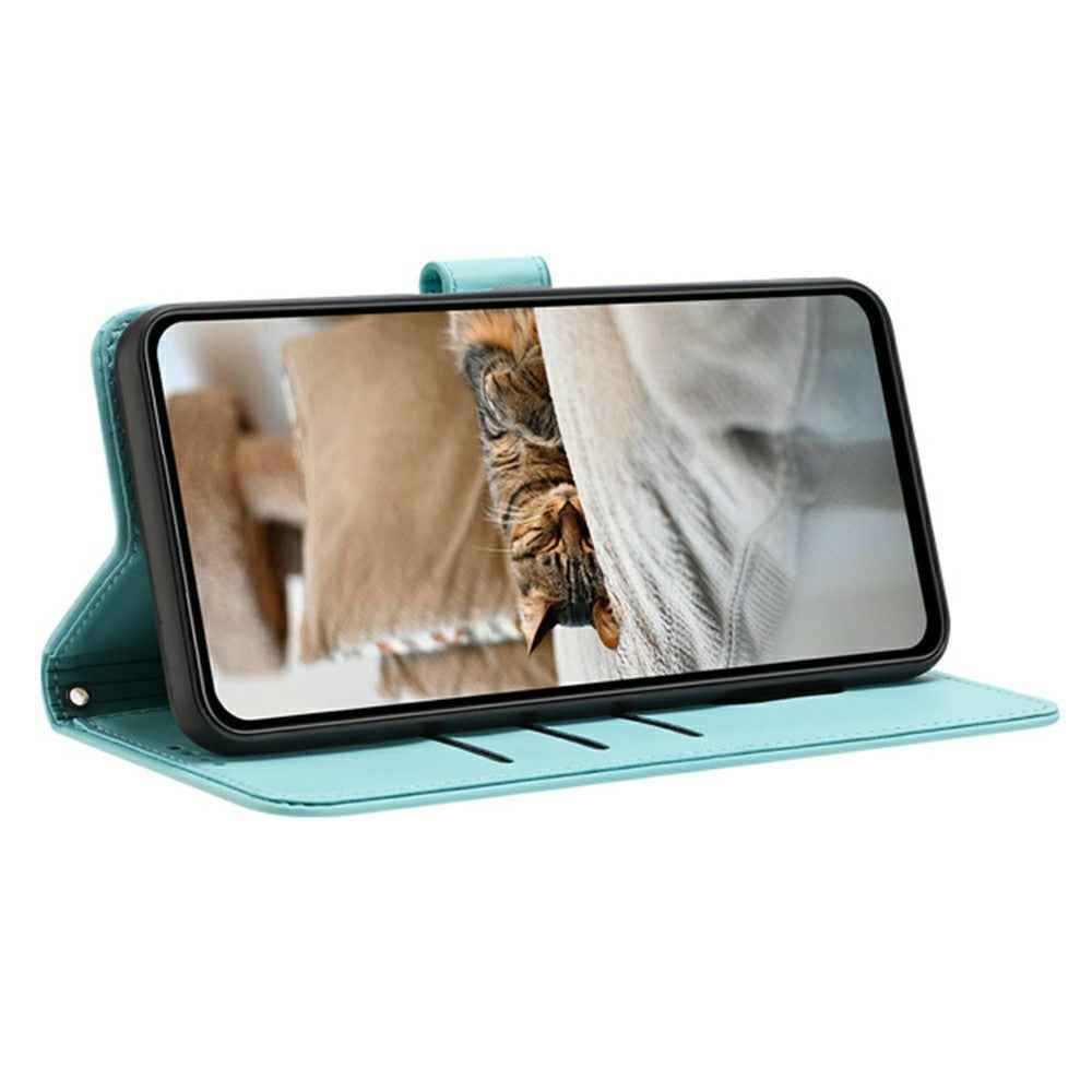 For Xiaomi 17 Pro Wallet Case Cats Imprint Leather Phone Cover with Strap - Green