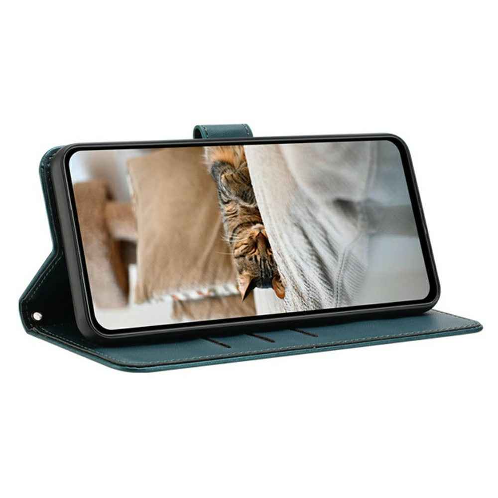 For Xiaomi 17 Pro Wallet Case Cats Imprint Leather Phone Cover with Strap - Blackish Green