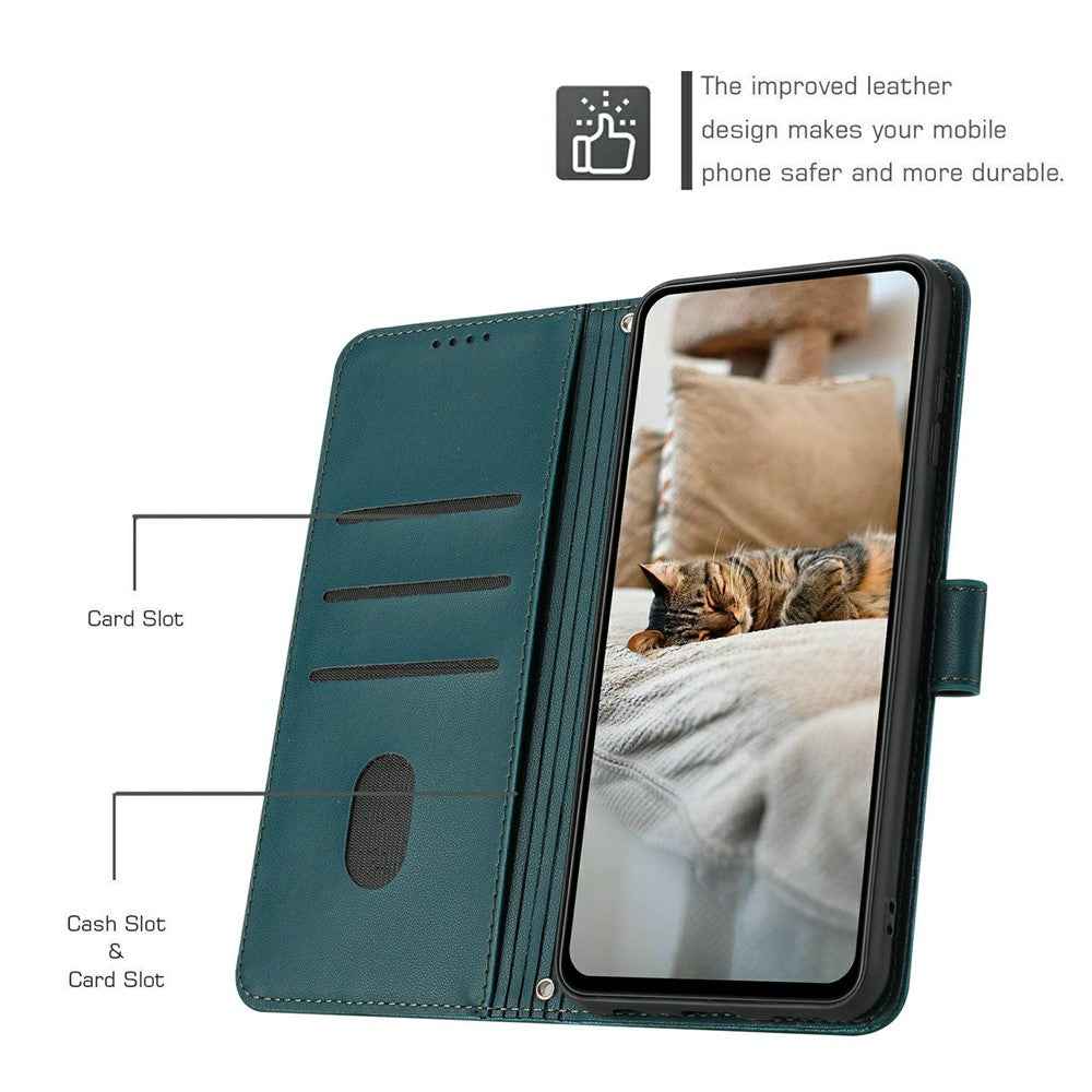 For Xiaomi 17 Pro Wallet Case Cats Imprint Leather Phone Cover with Strap - Blackish Green
