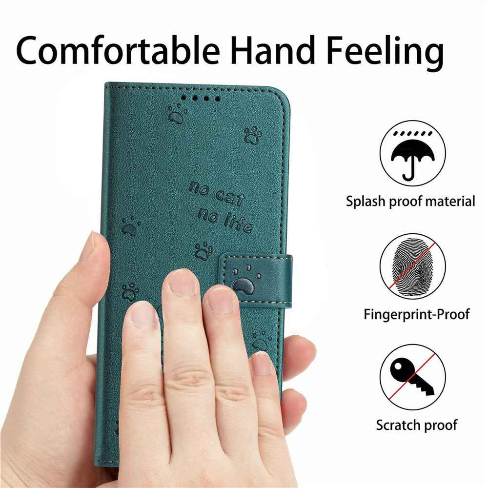 For Xiaomi 17 Pro Wallet Case Cats Imprint Leather Phone Cover with Strap - Blackish Green