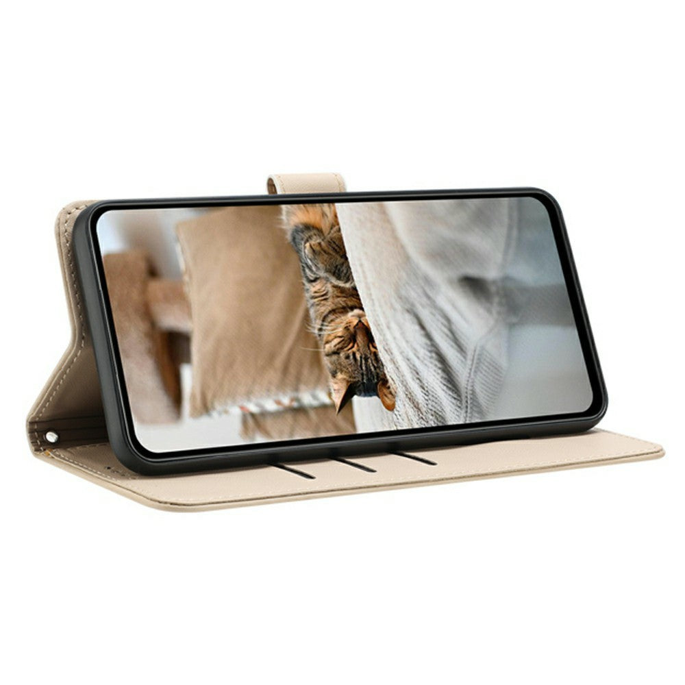 For Xiaomi 17 Pro Max Wallet Case Cats Imprint Leather Phone Cover with Strap - Beige