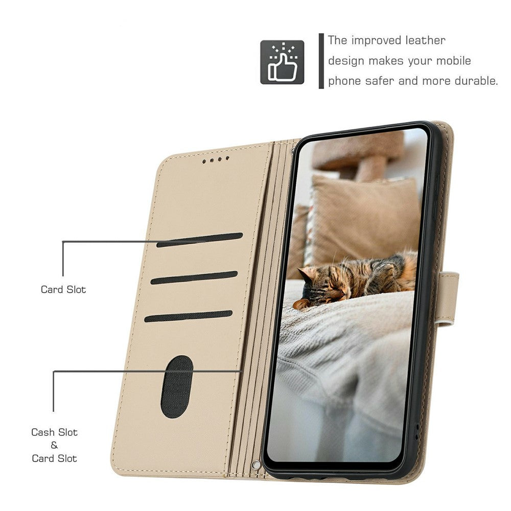 For Xiaomi 17 Pro Max Wallet Case Cats Imprint Leather Phone Cover with Strap - Beige