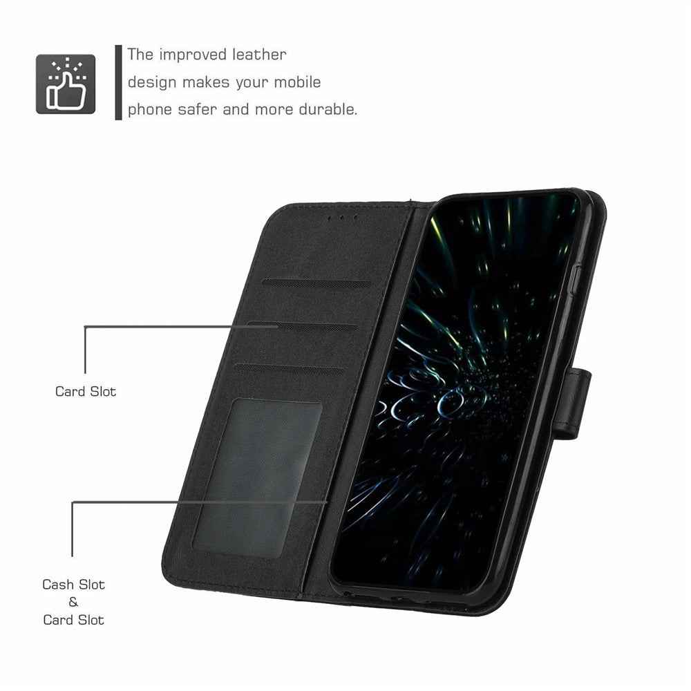 For Xiaomi 17 Pro Leather Phone Case Foldable Stand Wallet Flip Cover with Strap - Black