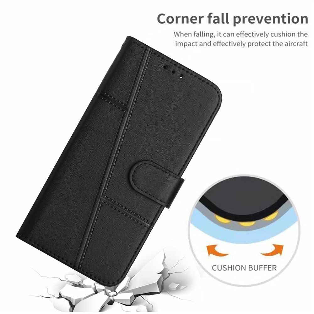 For Xiaomi 17 Pro Leather Phone Case Foldable Stand Wallet Flip Cover with Strap - Black