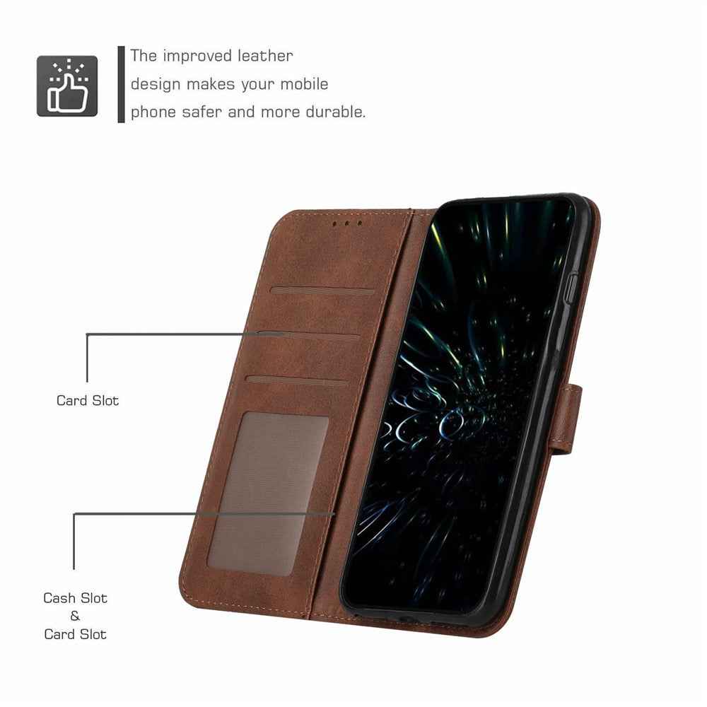 For Xiaomi 17 Pro Leather Phone Case Foldable Stand Wallet Flip Cover with Strap - Brown