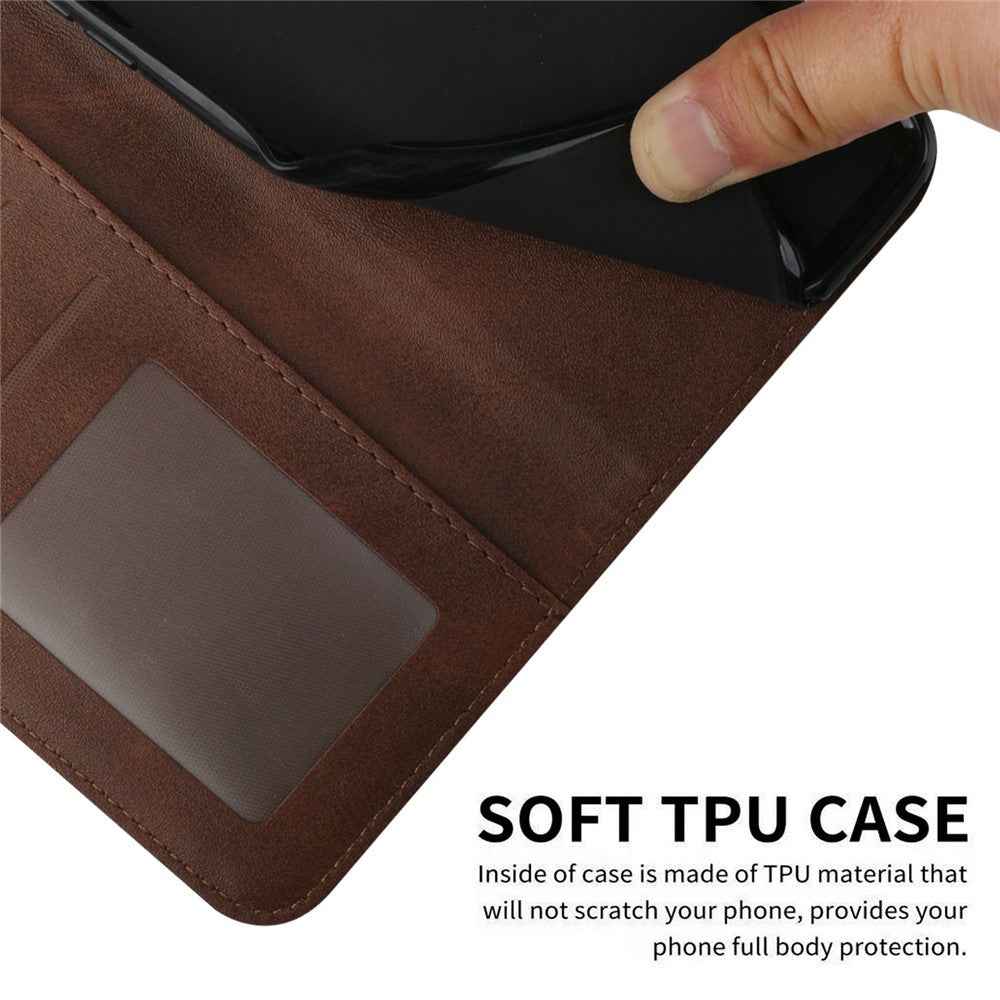 For Xiaomi 17 Pro Leather Phone Case Foldable Stand Wallet Flip Cover with Strap - Brown