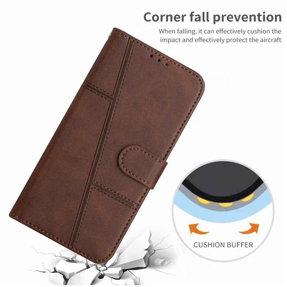 For Xiaomi 17 Pro Leather Phone Case Foldable Stand Wallet Flip Cover with Strap - Brown