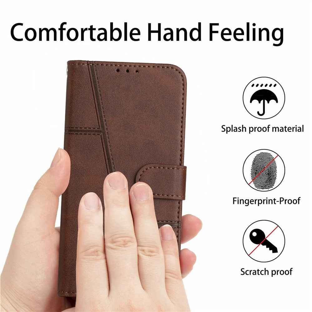 For Xiaomi 17 Pro Leather Phone Case Foldable Stand Wallet Flip Cover with Strap - Brown