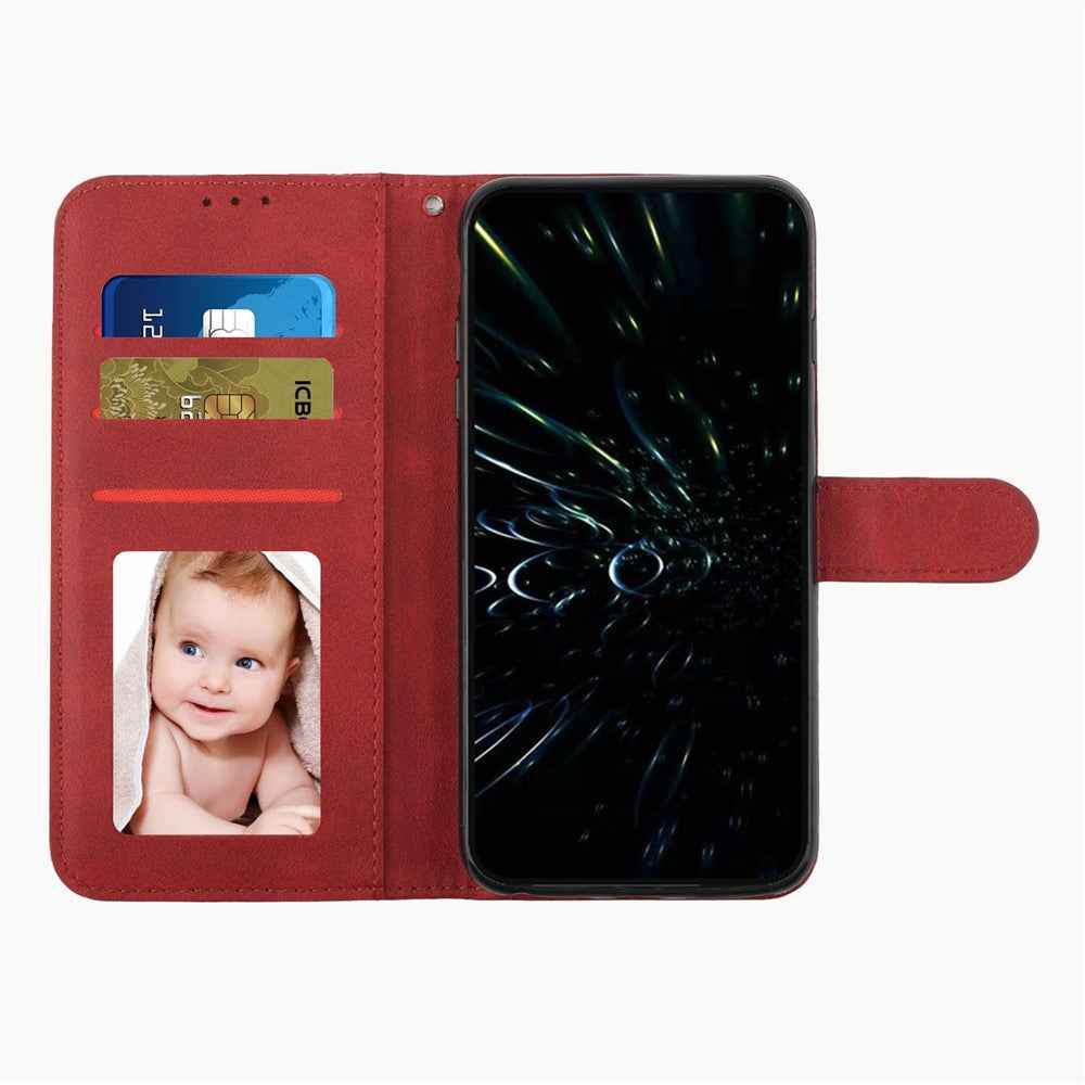 For Xiaomi 17 Pro Leather Phone Case Foldable Stand Wallet Flip Cover with Strap - Red