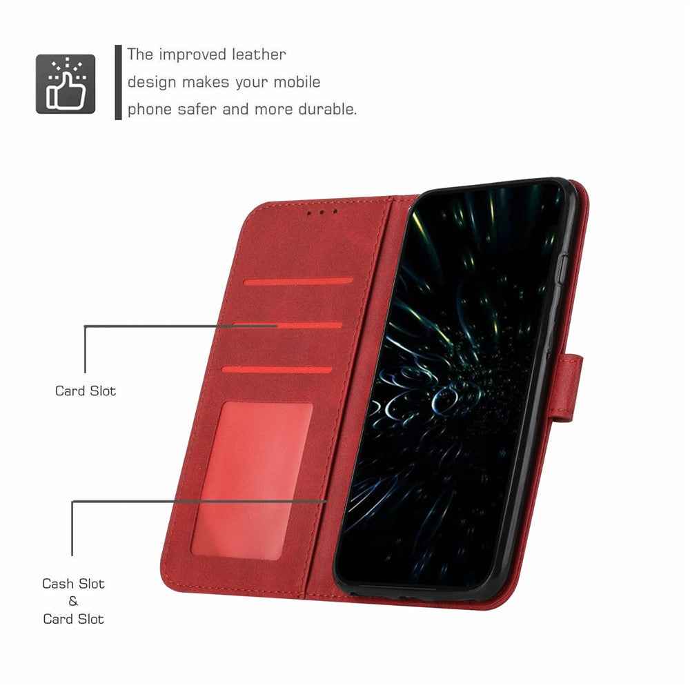 For Xiaomi 17 Pro Leather Phone Case Foldable Stand Wallet Flip Cover with Strap - Red