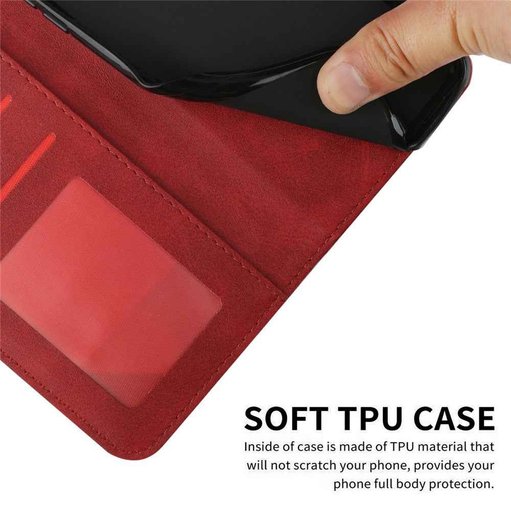 For Xiaomi 17 Pro Leather Phone Case Foldable Stand Wallet Flip Cover with Strap - Red
