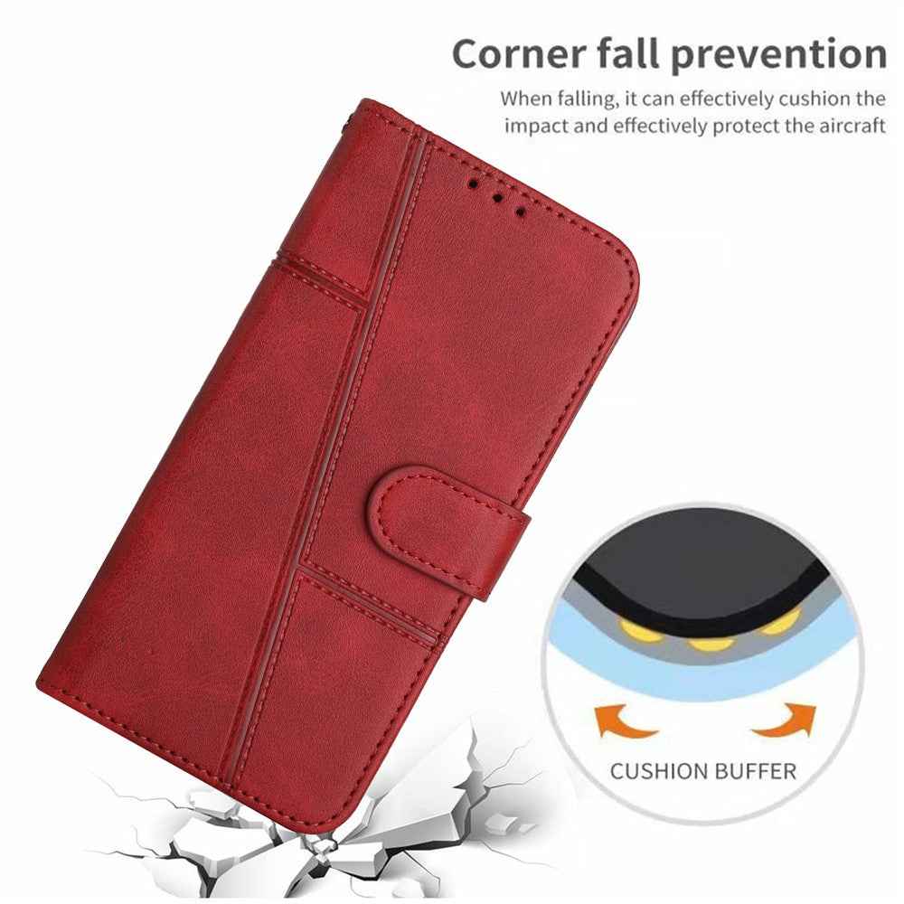 For Xiaomi 17 Pro Leather Phone Case Foldable Stand Wallet Flip Cover with Strap - Red