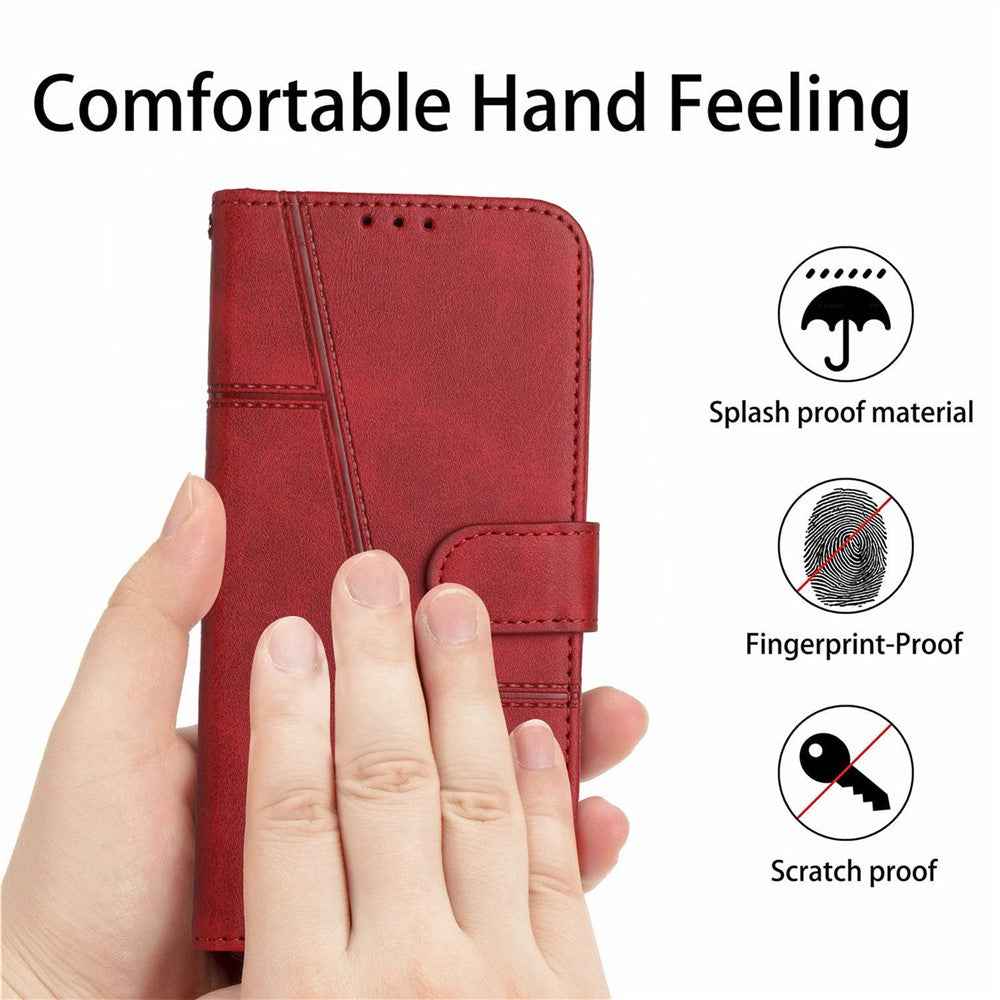 For Xiaomi 17 Pro Leather Phone Case Foldable Stand Wallet Flip Cover with Strap - Red
