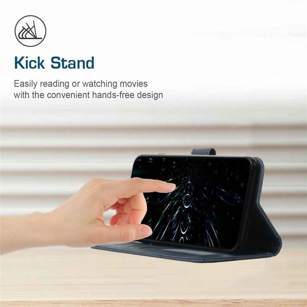 For Xiaomi 17 Pro Leather Phone Case Foldable Stand Wallet Flip Cover with Strap - Blue