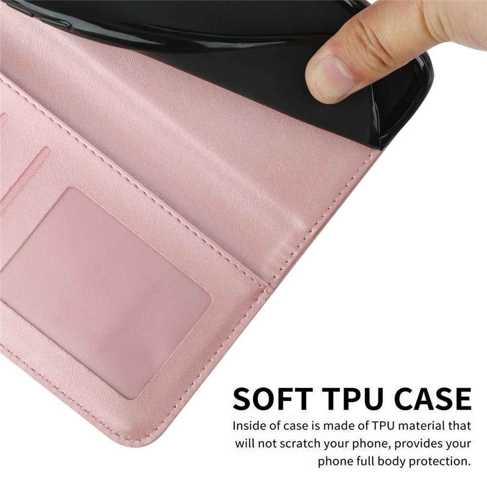 For Xiaomi 17 Pro Leather Phone Case Foldable Stand Wallet Flip Cover with Strap - Rose Gold