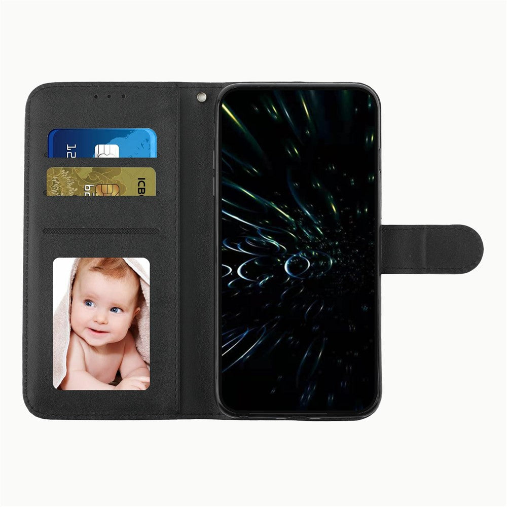 For Xiaomi 17 Pro Max Leather Phone Case Foldable Stand Wallet Flip Cover with Strap - Black