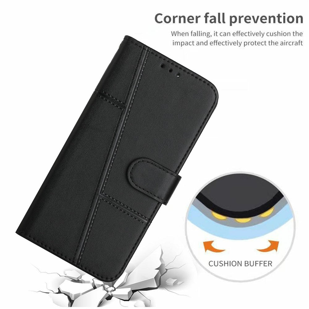 For Xiaomi 17 Pro Max Leather Phone Case Foldable Stand Wallet Flip Cover with Strap - Black
