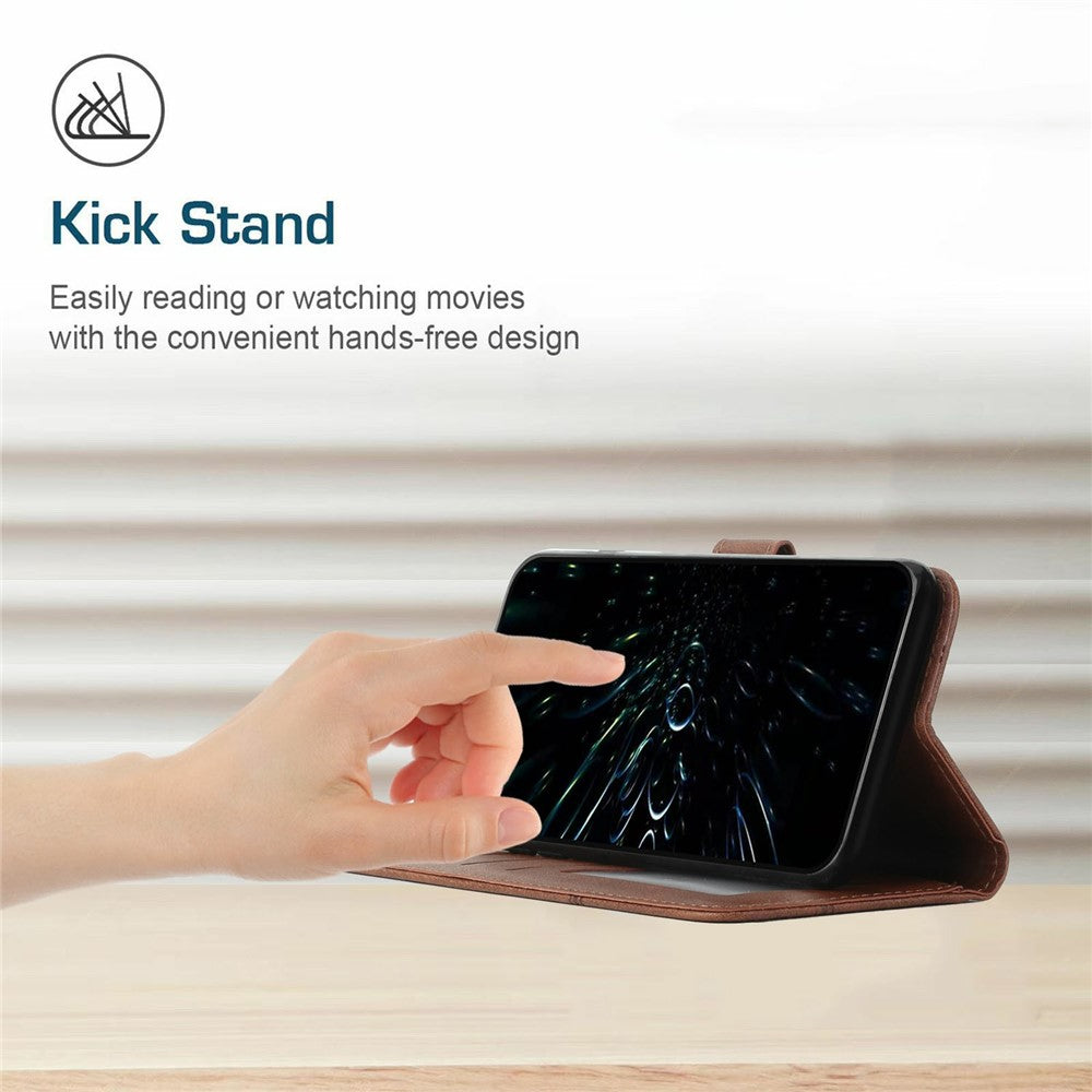 For Xiaomi 17 Pro Max Leather Phone Case Foldable Stand Wallet Flip Cover with Strap - Brown