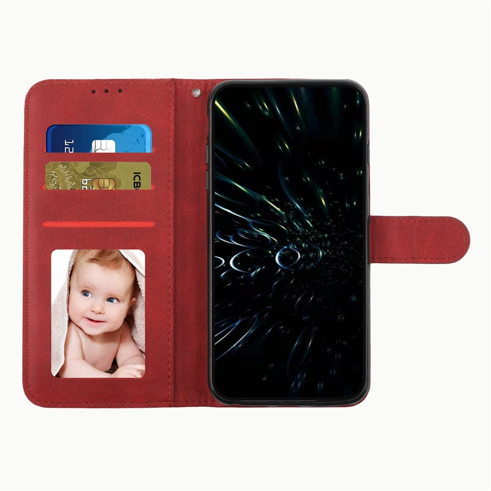 For Xiaomi 17 Pro Max Leather Phone Case Foldable Stand Wallet Flip Cover with Strap - Red