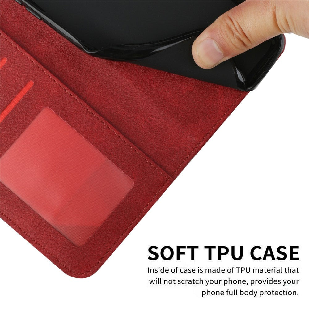 For Xiaomi 17 Pro Max Leather Phone Case Foldable Stand Wallet Flip Cover with Strap - Red