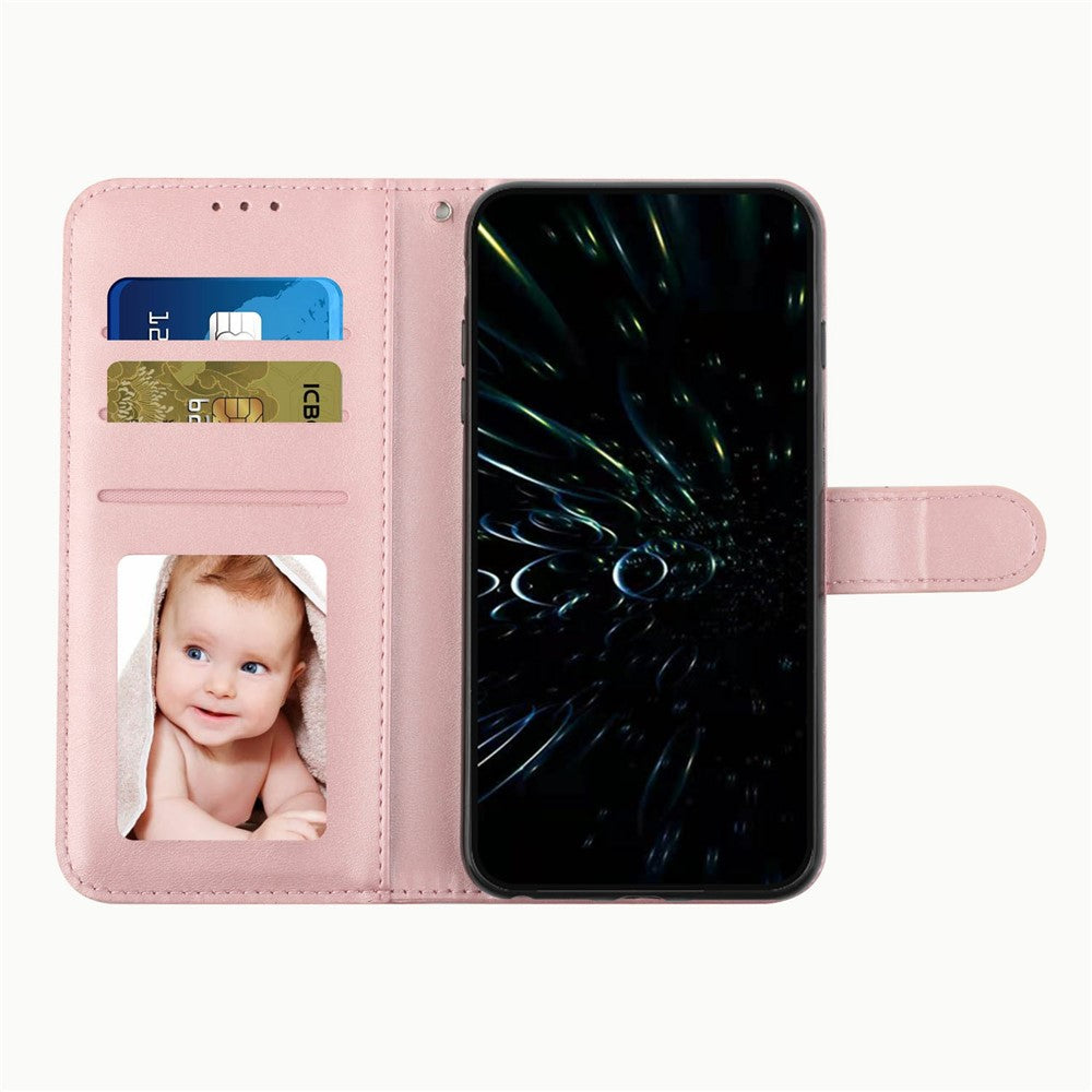 For Xiaomi 17 Pro Max Leather Phone Case Foldable Stand Wallet Flip Cover with Strap - Rose Gold