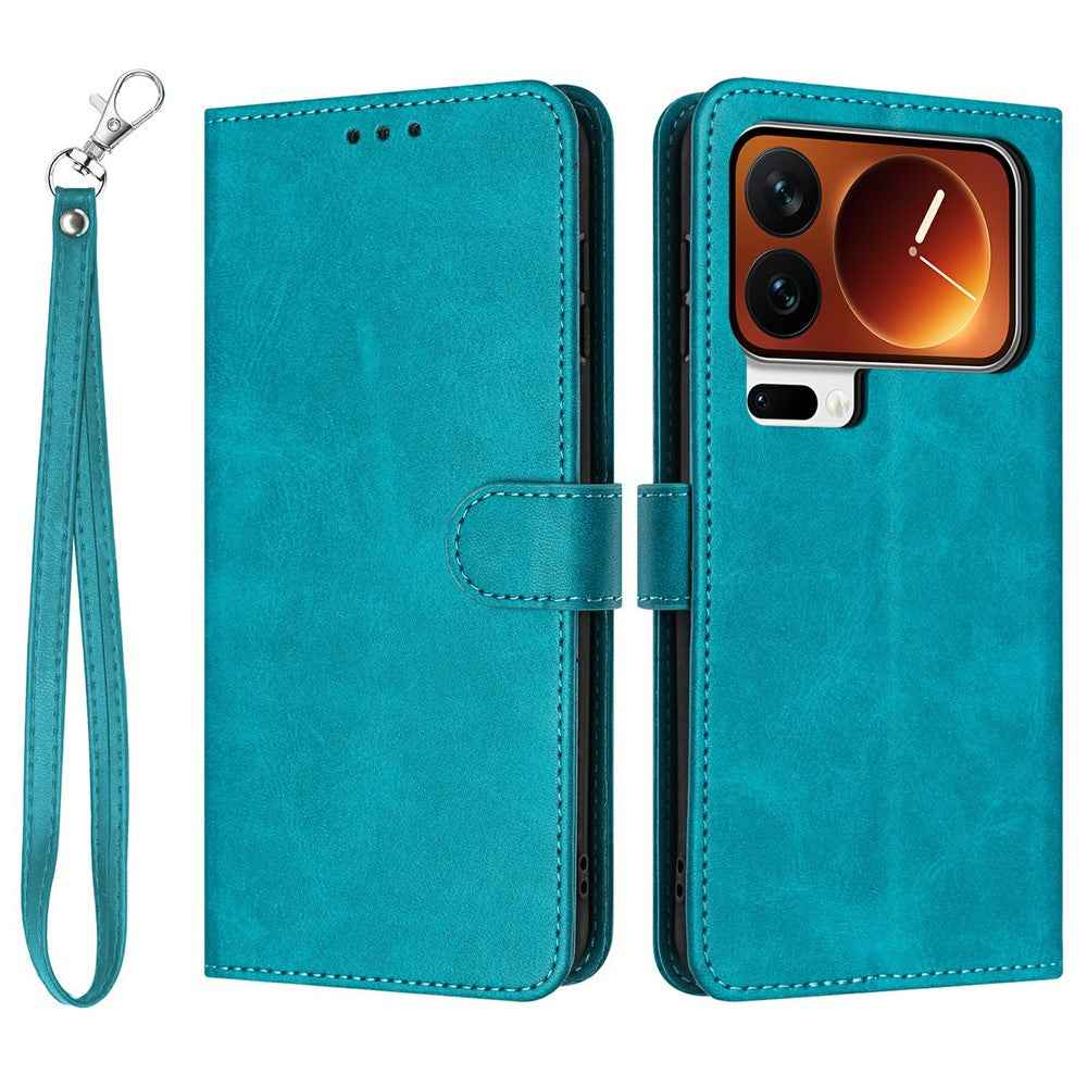 For Xiaomi 17 Pro Wallet Case Flip Stand Calf Texture PU Leather Phone Cover with Strap - Green