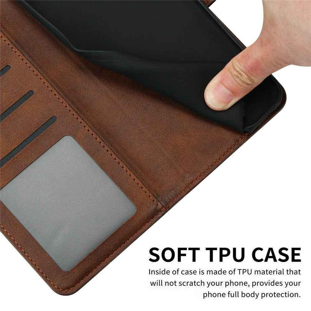 For Xiaomi 17 Pro Wallet Case Flip Stand Calf Texture PU Leather Phone Cover with Strap - Brown