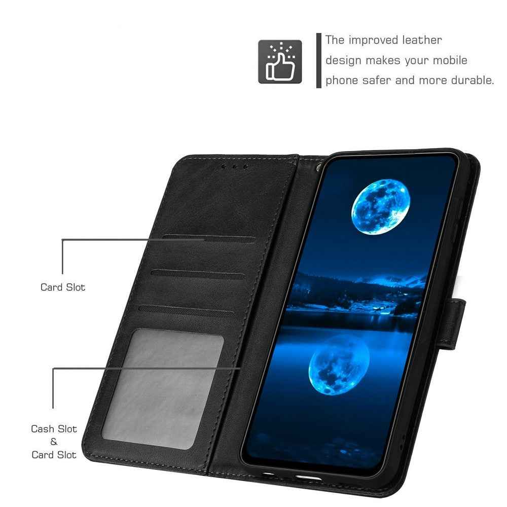 For Xiaomi 17 Pro Wallet Case Flip Stand Calf Texture PU Leather Phone Cover with Strap - Black