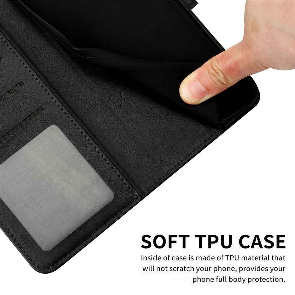 For Xiaomi 17 Pro Wallet Case Flip Stand Calf Texture PU Leather Phone Cover with Strap - Black