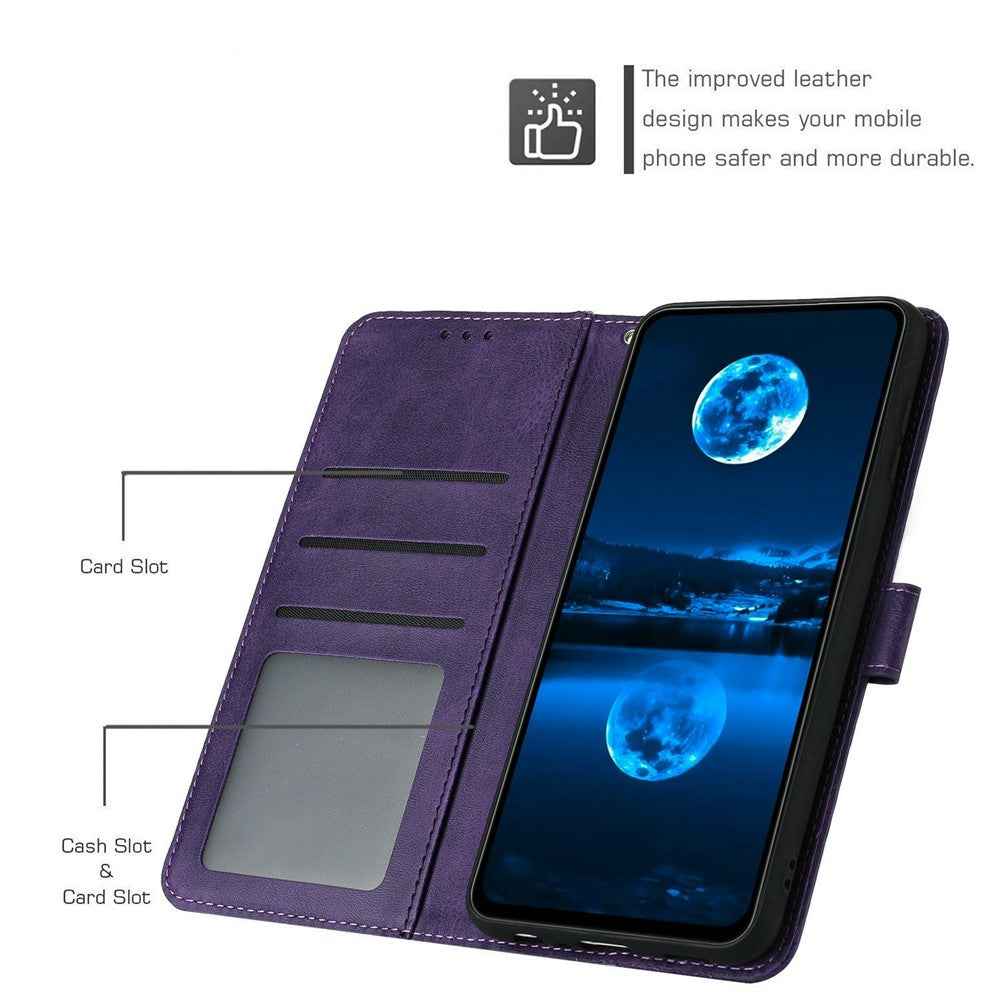 For Xiaomi 17 Pro Wallet Case Flip Stand Calf Texture PU Leather Phone Cover with Strap - Purple