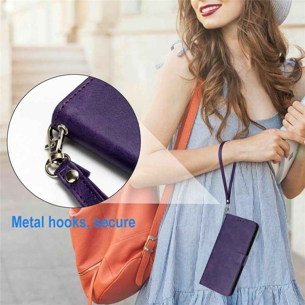 For Xiaomi 17 Pro Wallet Case Flip Stand Calf Texture PU Leather Phone Cover with Strap - Purple