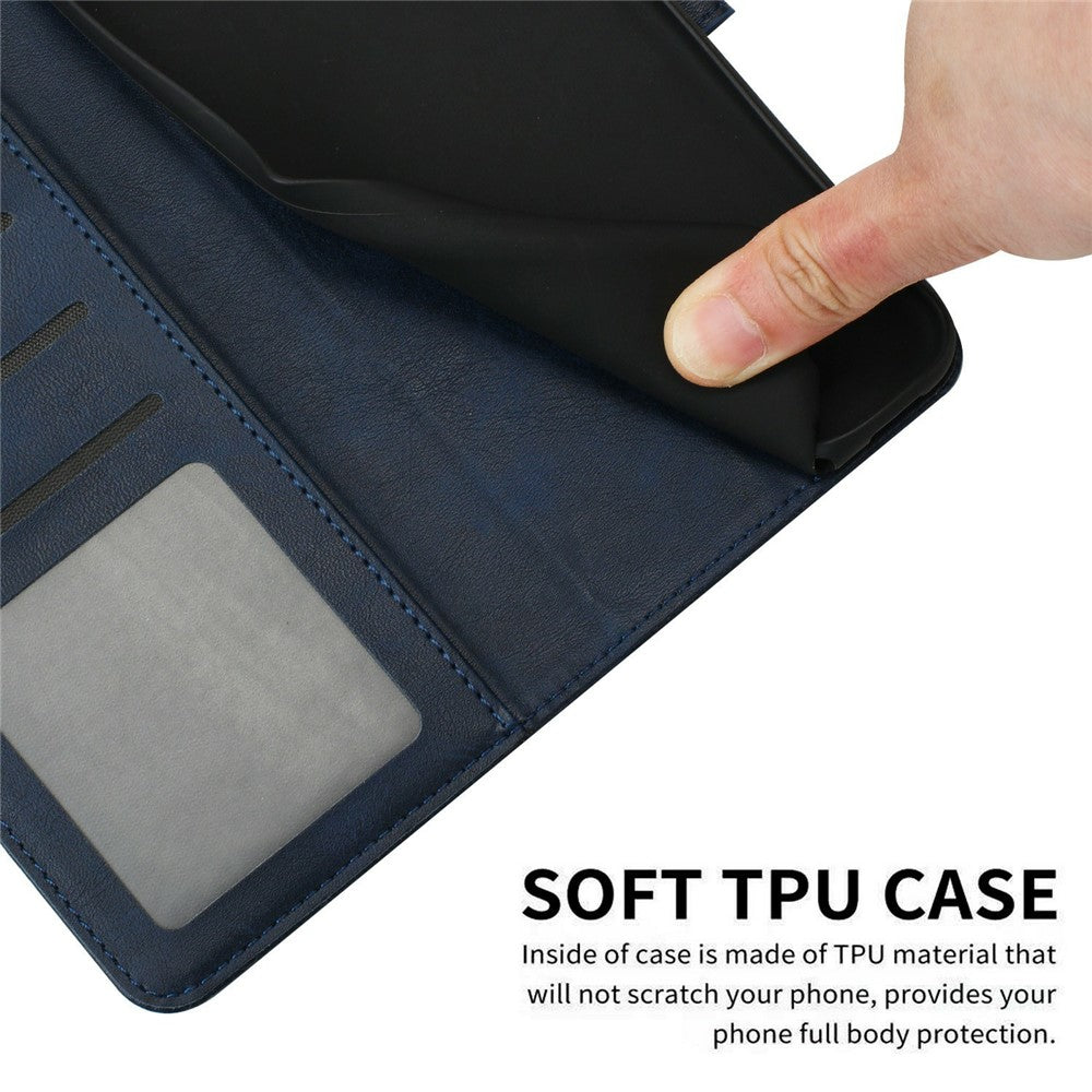 For Xiaomi 17 Pro Max Wallet Case Flip Stand Calf Texture PU Leather Phone Cover with Strap - Sapphire