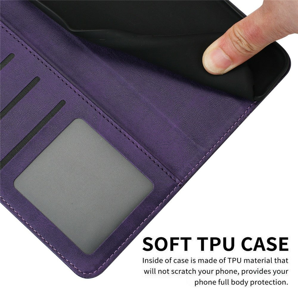 For Xiaomi 17 Pro Max Wallet Case Flip Stand Calf Texture PU Leather Phone Cover with Strap - Purple