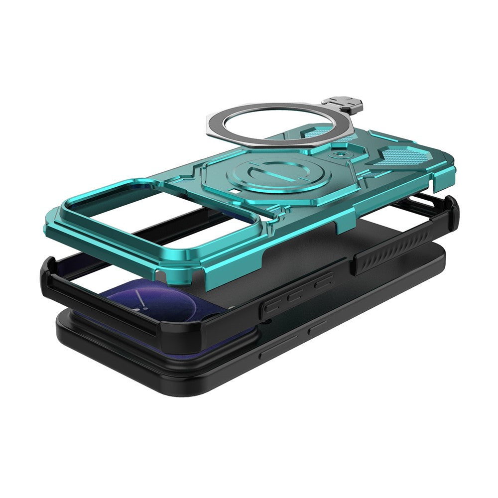 For Xiaomi 17 Pro Max Magnetic Case Rotating Metal Kickstand Shockproof PC + TPU Phone Back Cover - Baby Blue