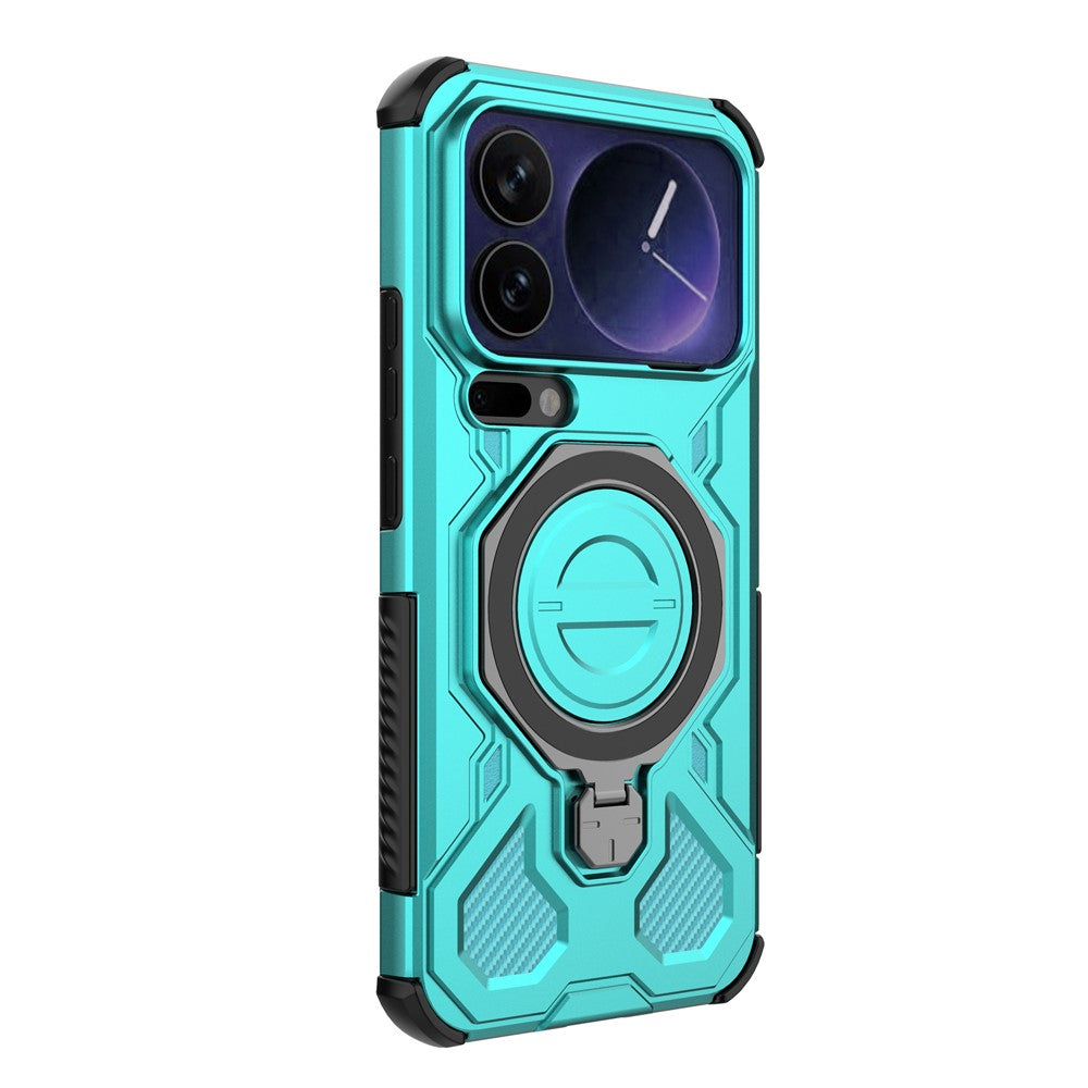 For Xiaomi 17 Pro Max Magnetic Case Rotating Metal Kickstand Shockproof PC + TPU Phone Back Cover - Baby Blue