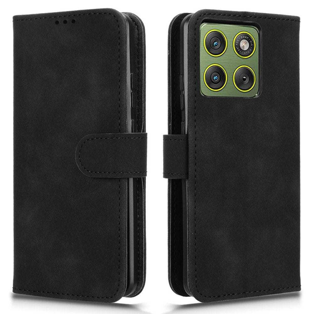 For Motorola Edge 70 5G Leather Case Skin Feel Anti Drop Wallet Flip Phone Cover - Black